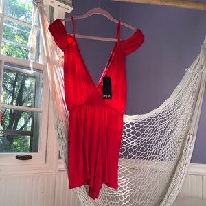 NEW WITH TAGS. Nasty Gal red romper